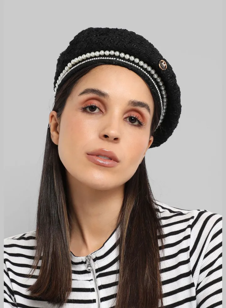 Casual Solid Polyester Beret Cap For Women