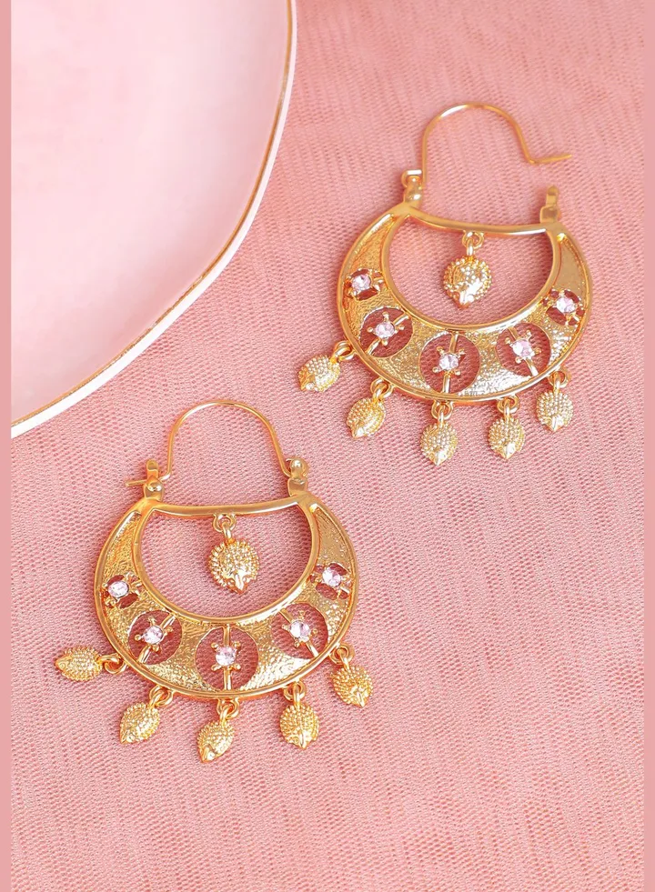 Gold Plated Designer Stone Party Drop Earring For Women