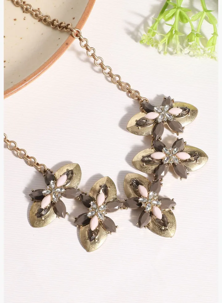 Gold Plated Designer Stone Party Necklace For Women
