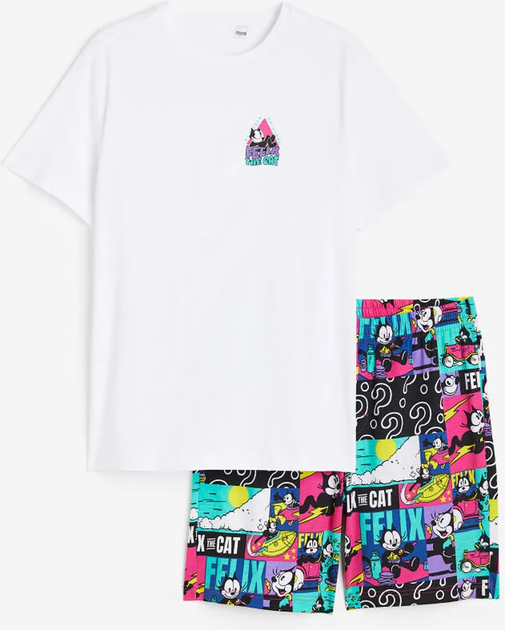 Regular Fit Pajama T-shirt and Shorts