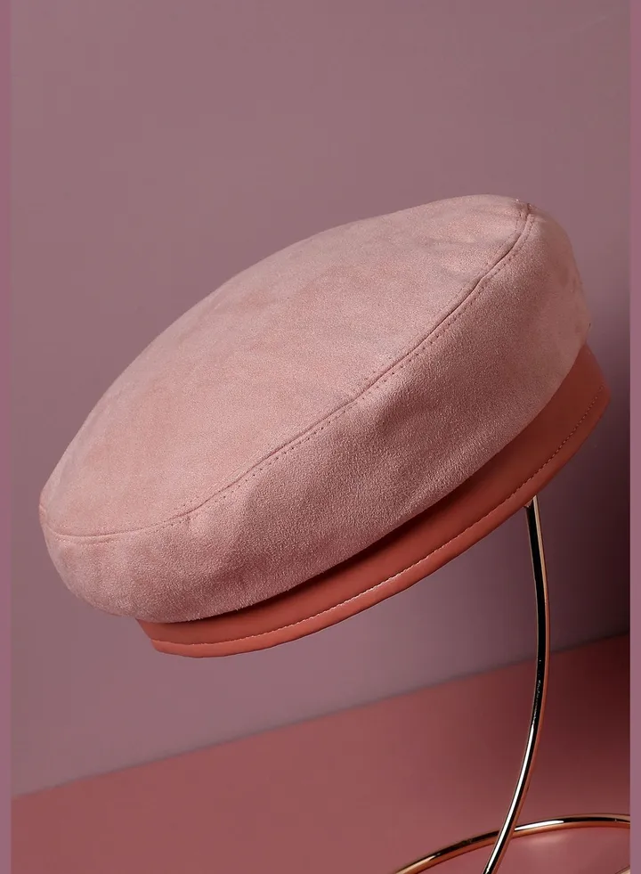 Casual Solid Suede Beret Cap For Women