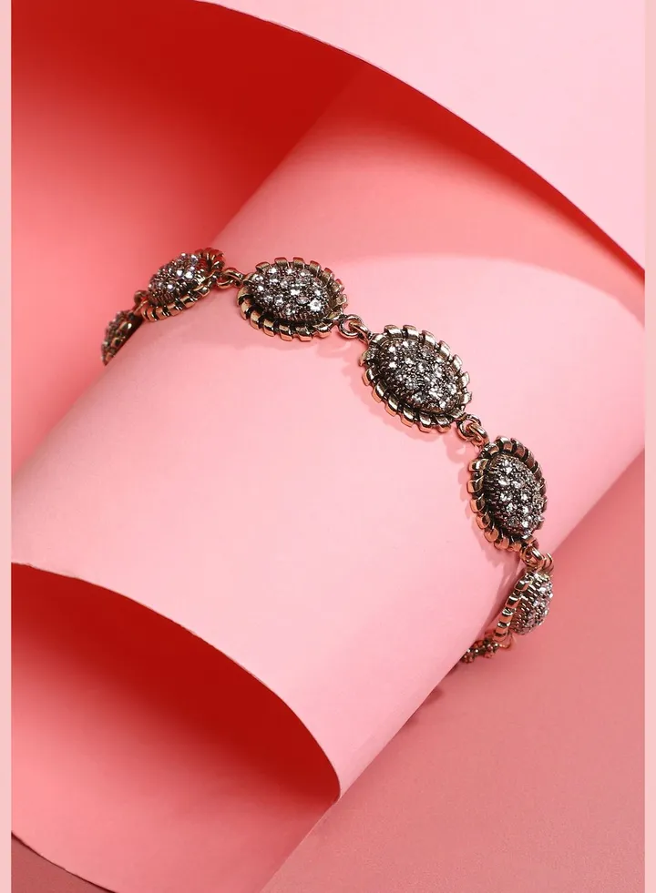 Gold Plated Designer Stone Party Wear Bracelet For Women
