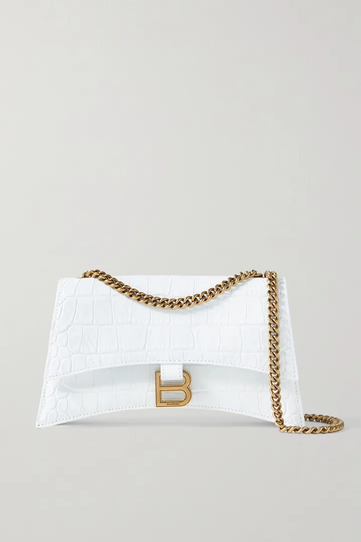 Balenciaga - Crush Small Croc-effect Leather Shoulder Bag - White