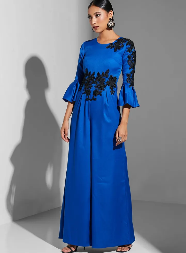 Wide Leg Embroidered Jumpsuit