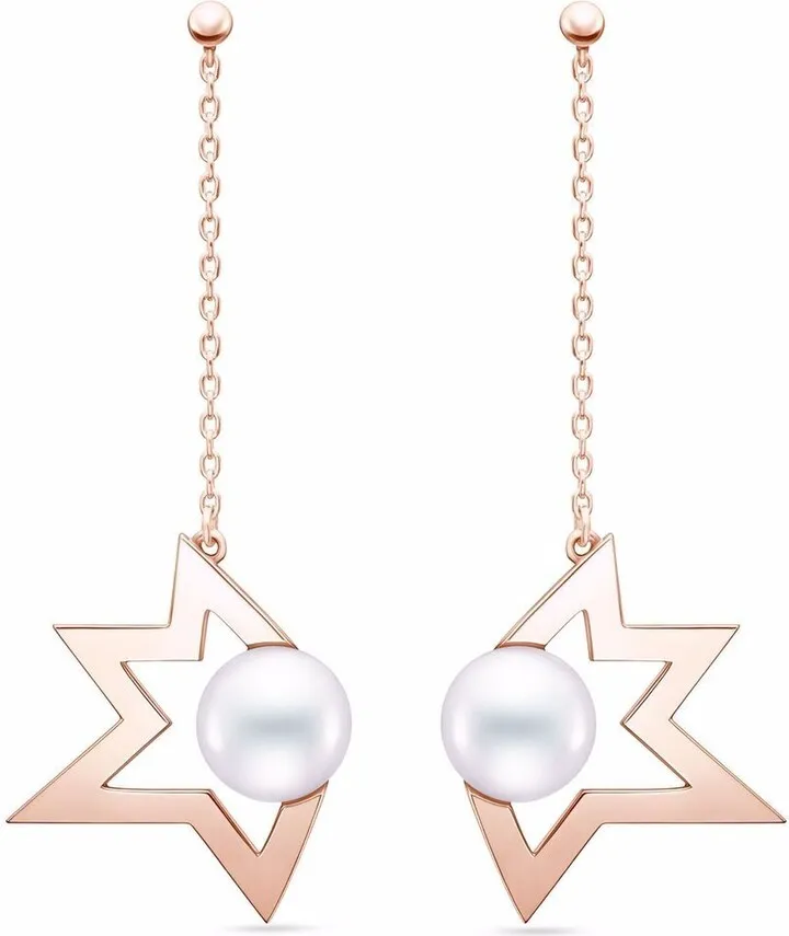 18kt rose gold Collection Line Comet Plus pearl drop earrings