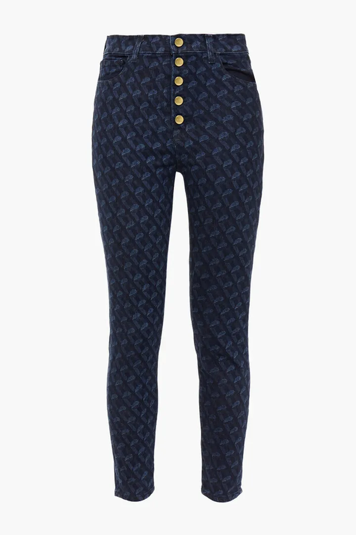 Printed high-rise skinny jeans