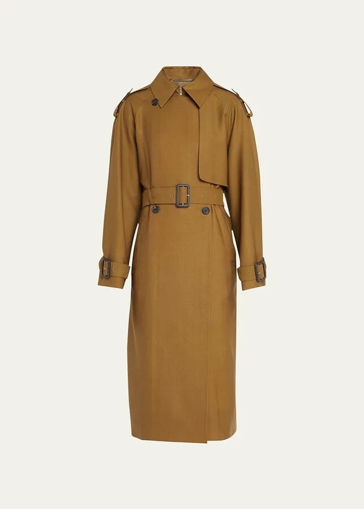 Yeli Double-Breasted Wool Trench Coat