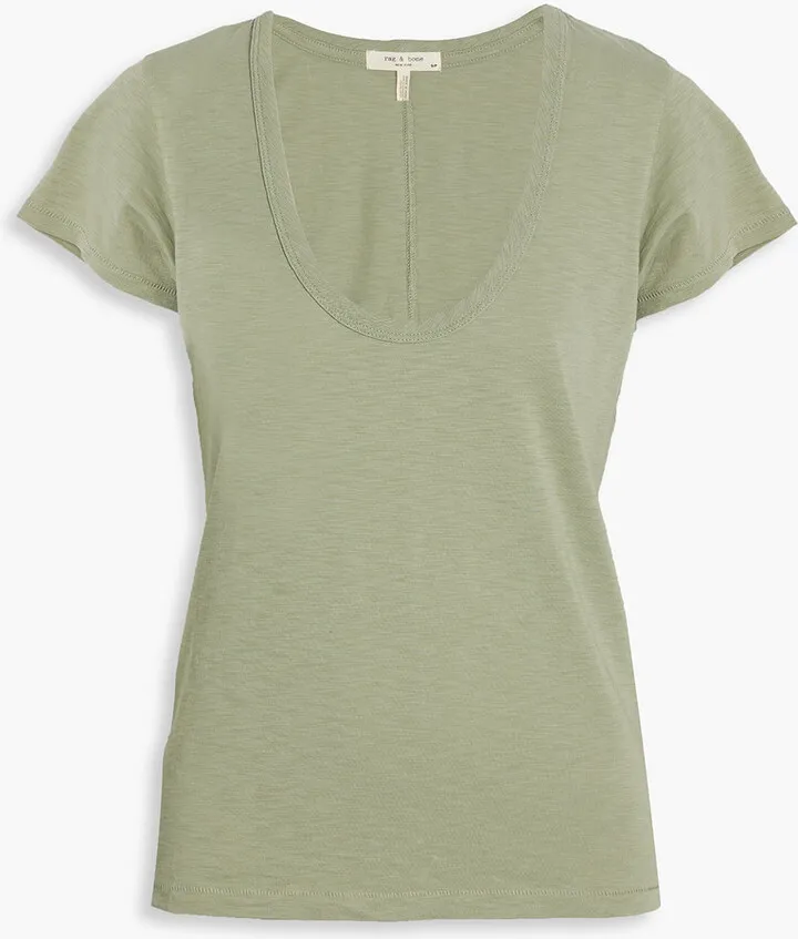U Neck slub organic Pima cotton-jersey T-shirt