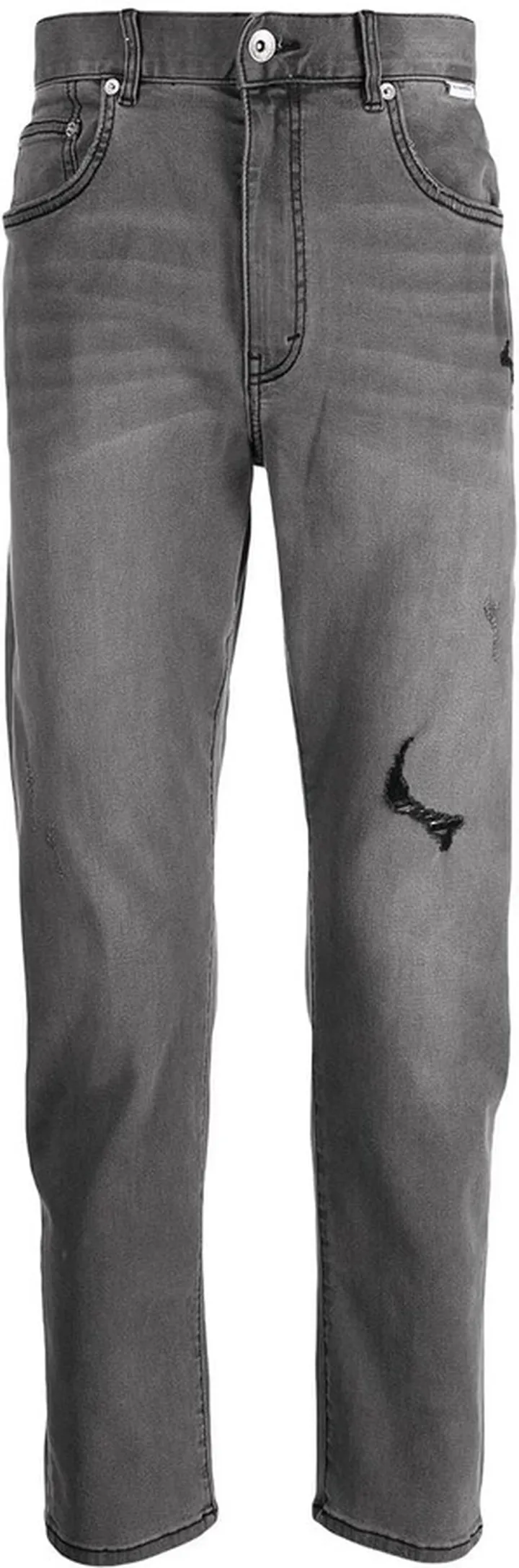 Distressed Slim-Cut Jeans