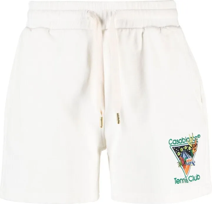 White Embroidered Logo Track Pants