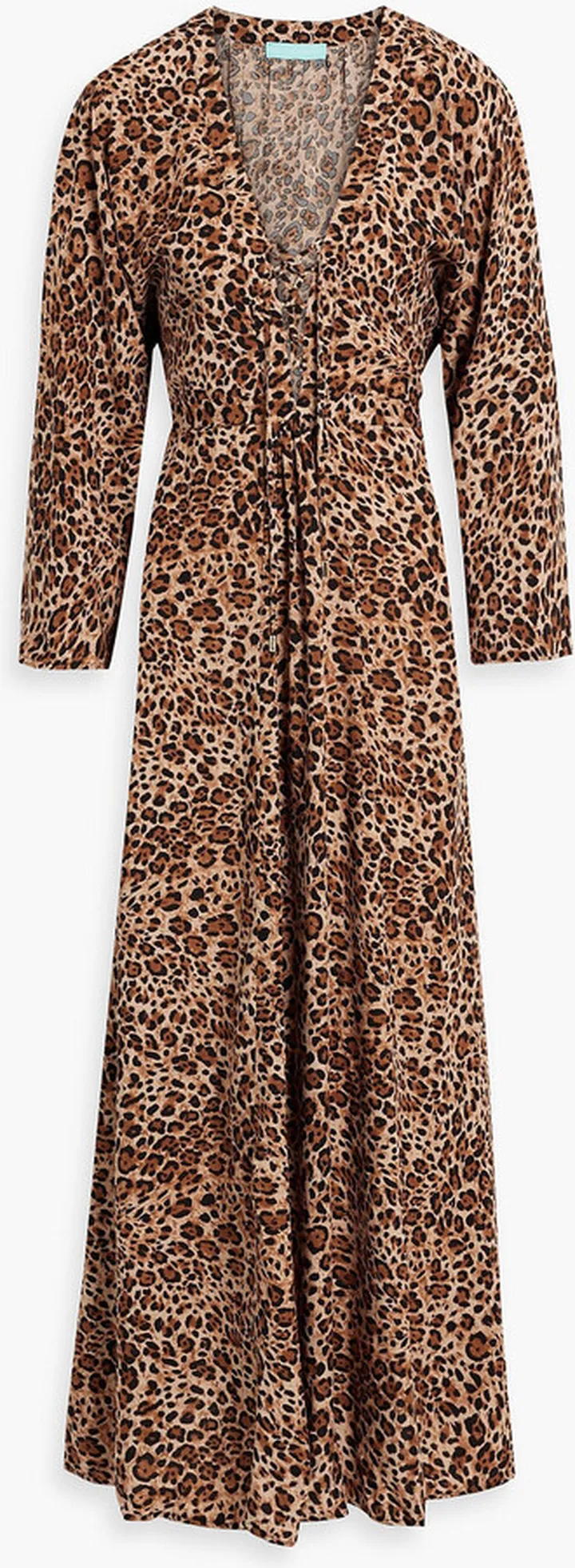 Natalie lace-up leopard-print voile maxi dress