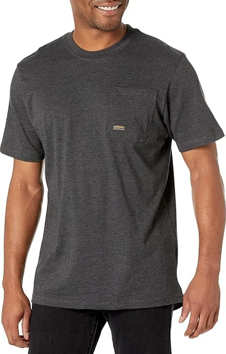 Ariat Rebar Cotton Strong Anvil Force T-Shirt (Charcoal Heather) Men's Clothing