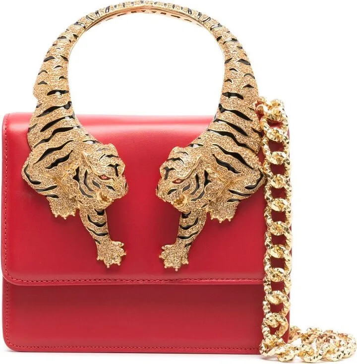 Crystal-Embellished Tiger Crossbody Bag