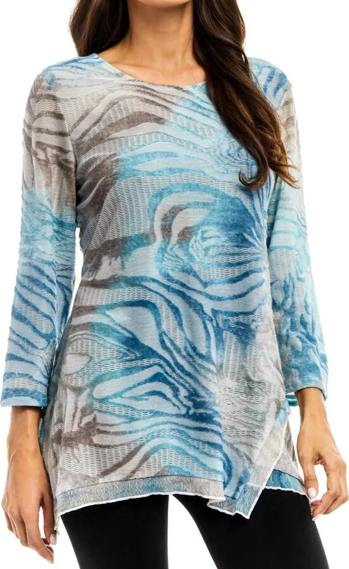 Burnout Tunic Top in Blue Gray