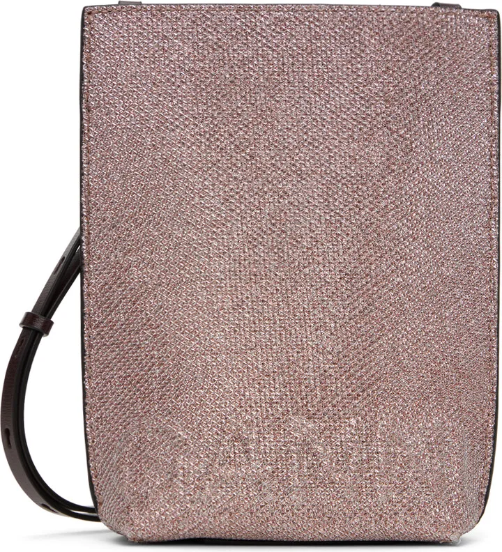 GANNI Pink Small Glitter Banner Crossbody Bag