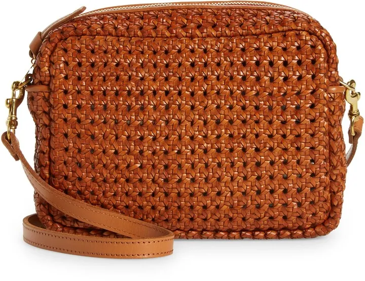 Midi Sac Woven Leather Crossbody Bag