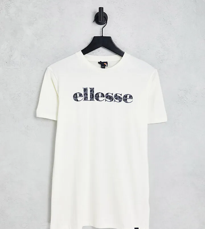 Ellesse Boyfriend T-Shirt With Leopard Print Logo In White