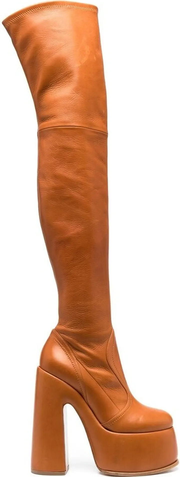 Platform-Sole Calf Leather Boots