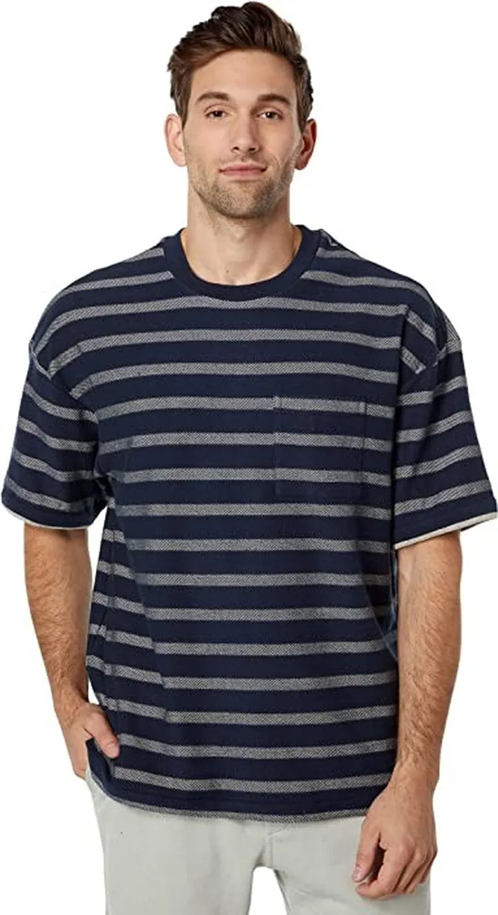 Nautica Striped Pocket T-Shirt (Navy) Men's Clothing