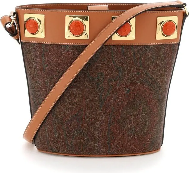 Etro Crown Me Paisley Printed Strapped Bucket Bag
