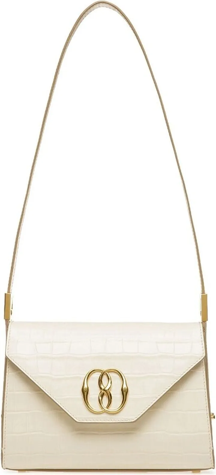 Crocodile-Effect Leather Shoulder Bag