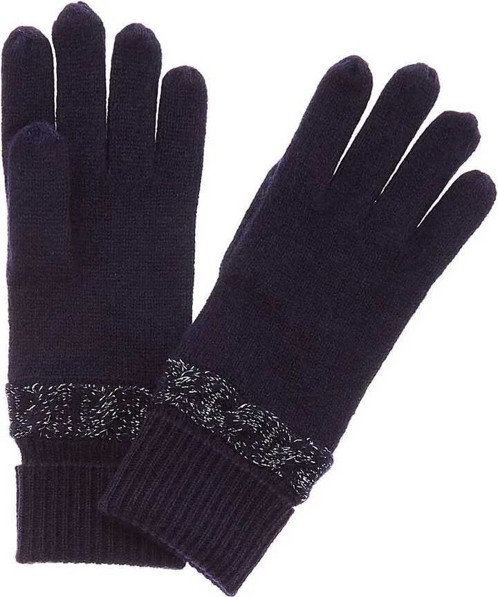 Qi Cashmere Shimmer Cable Cashmere Gloves