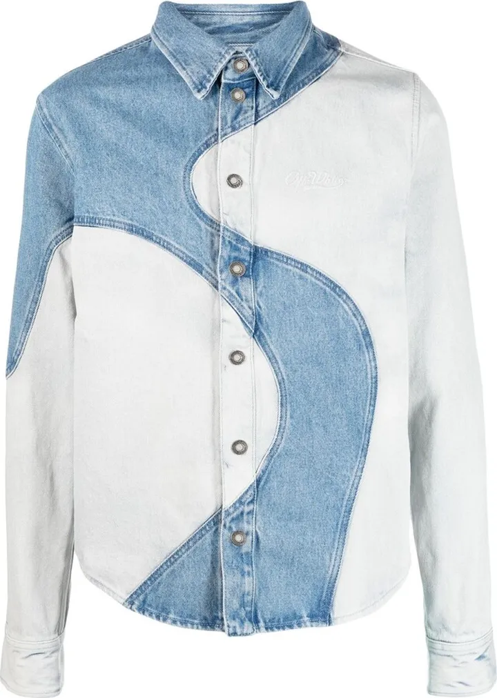 Wave Patchwork Denim Shirt Jacket