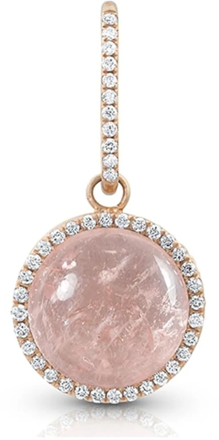 18k Rose Gold Morganite Cabochon Diamond Pendant