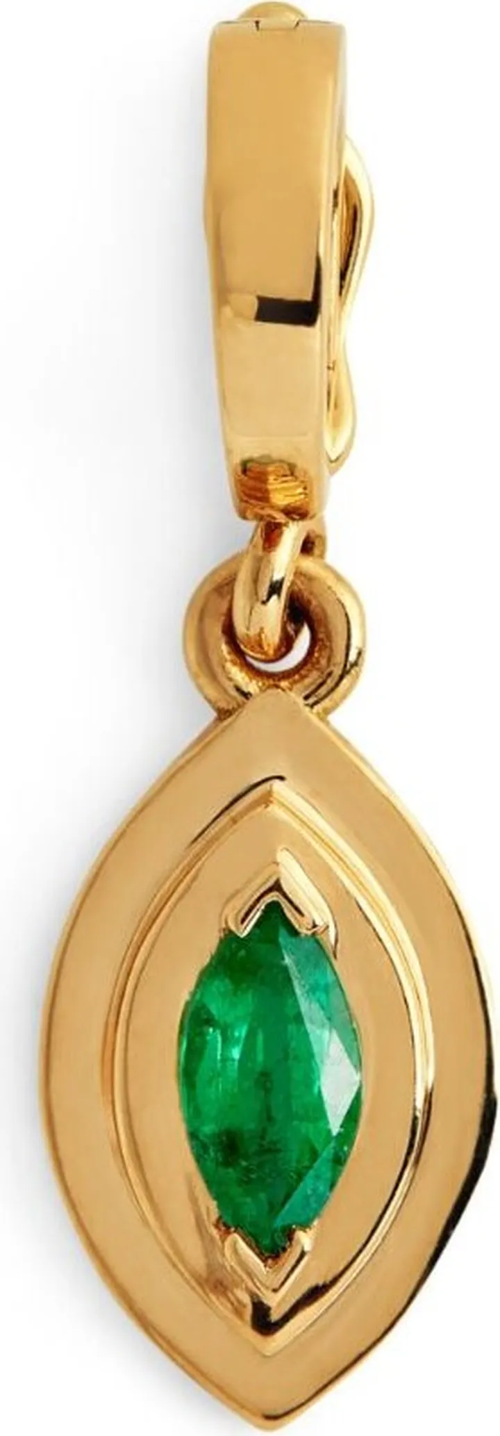 Azlee Yellow Gold And Emerald Marqius Charm
