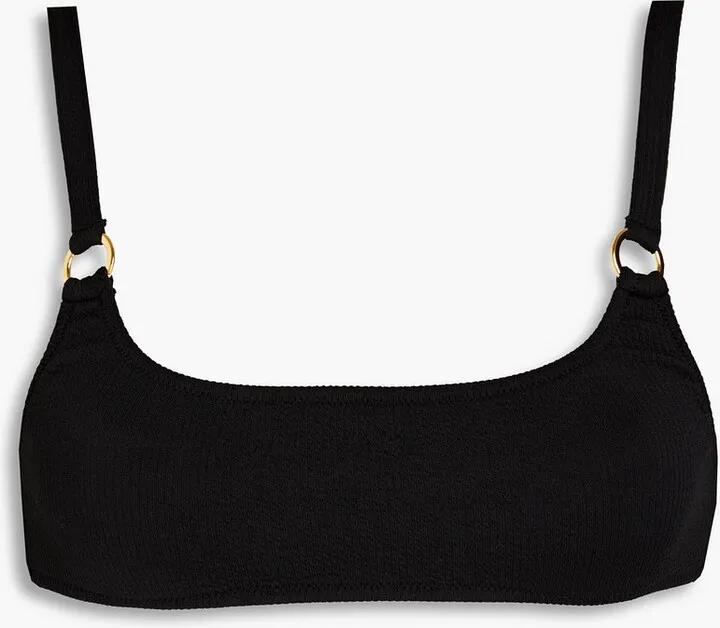Bari ribbed embellished bikini top