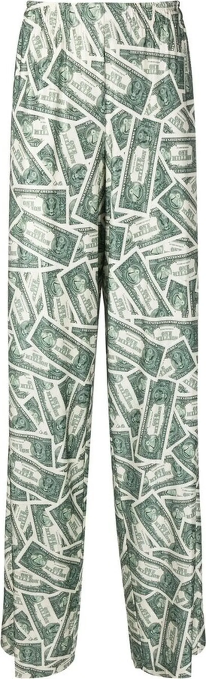 Money Print Wide-Leg Trousers