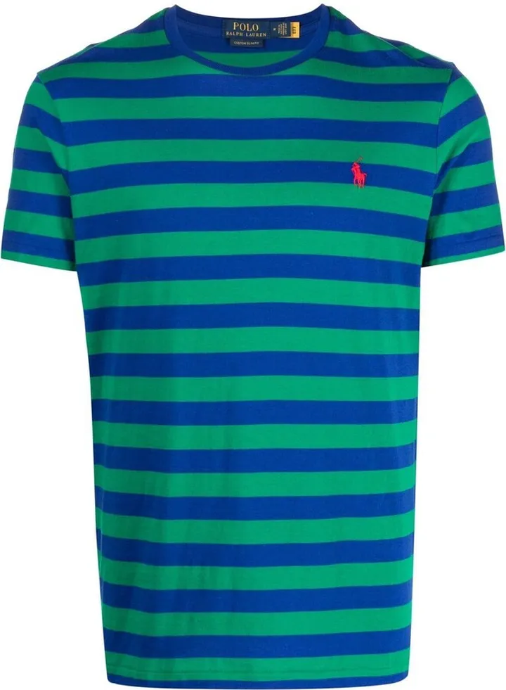 logo-embroidered striped T-shirt