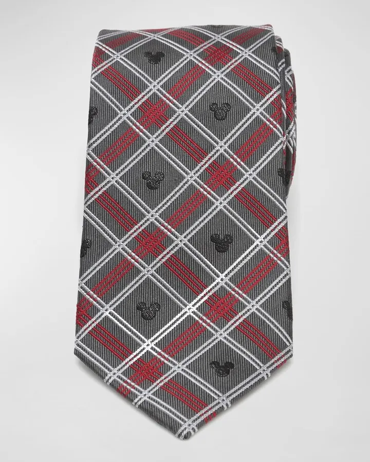 Men's Mickey Mouse Plaid Silk Tie