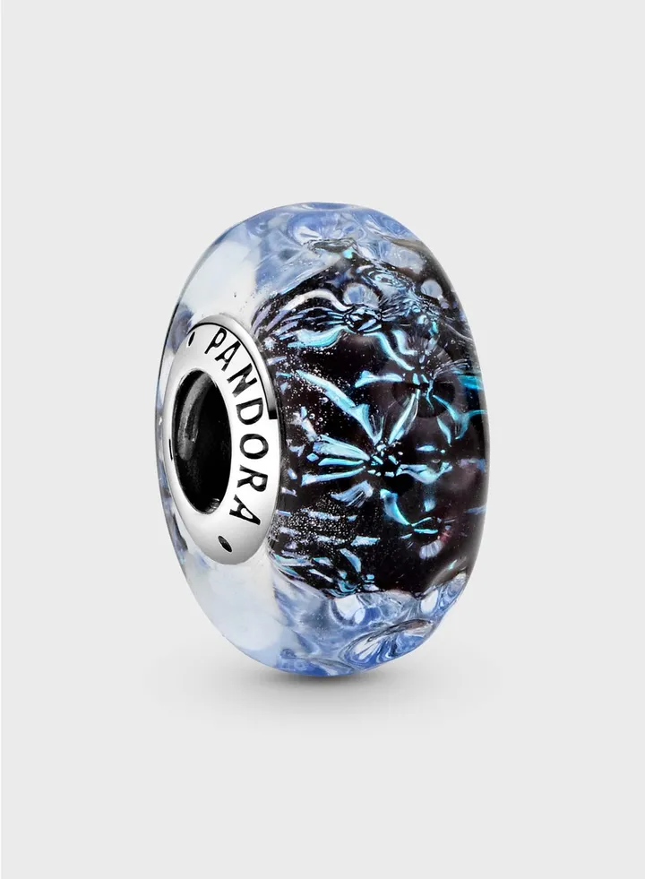 Wavy Dark Blue Murano Glass Ocean Charm