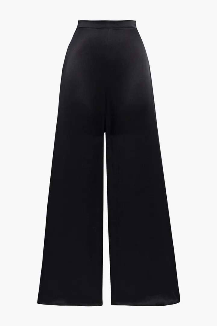 May silk-satin crepe wide-leg pants