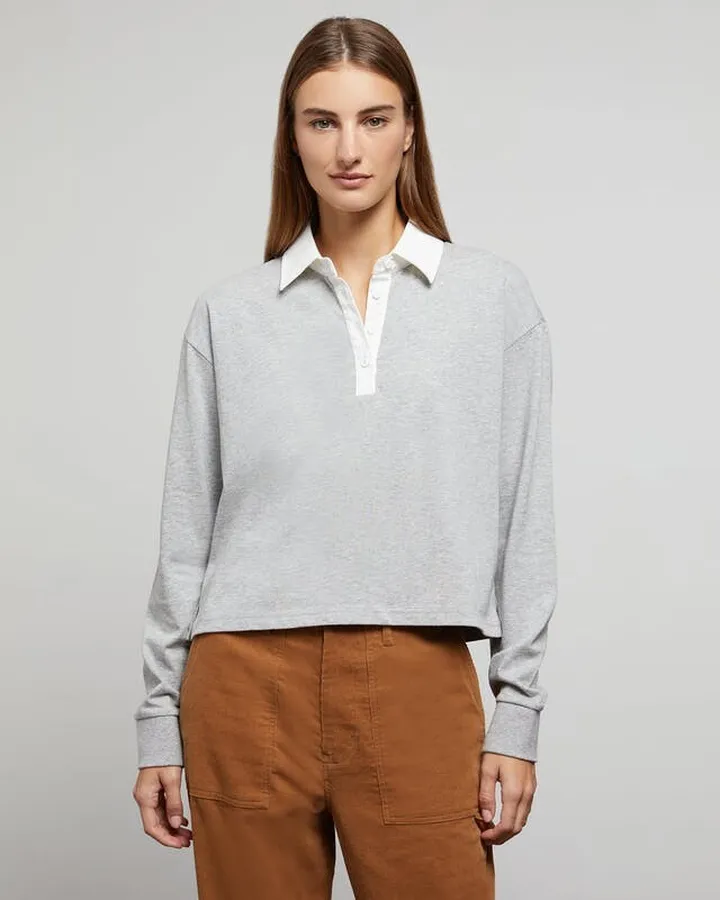 Onia Cropped Rugby Polo - Grey