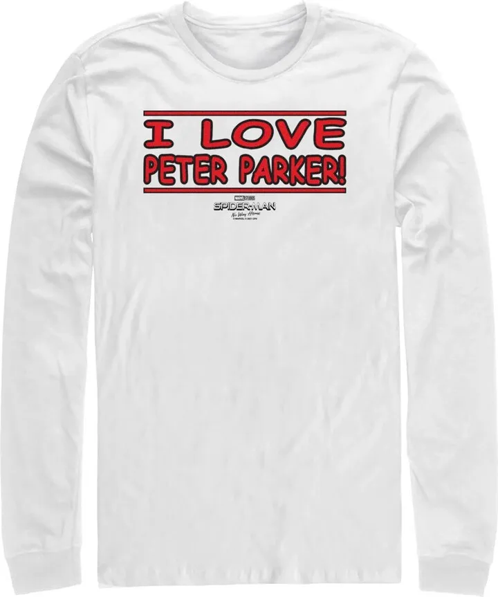 Men's Marvel Spider-Man: No Way Home I Love Peter Parker Long Sleeve Shirt - White - 2X Large