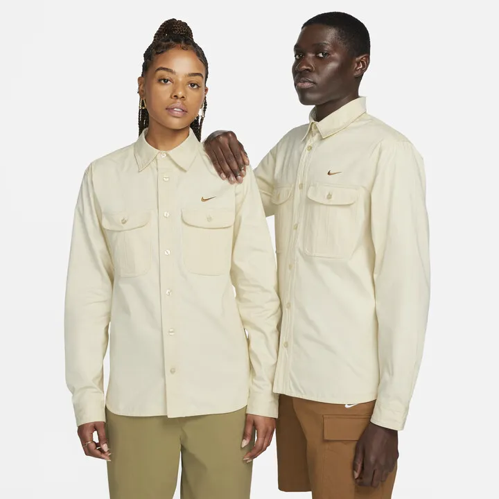 Unisex Nike SB Woven Skate Long-Sleeve Button Up in White
