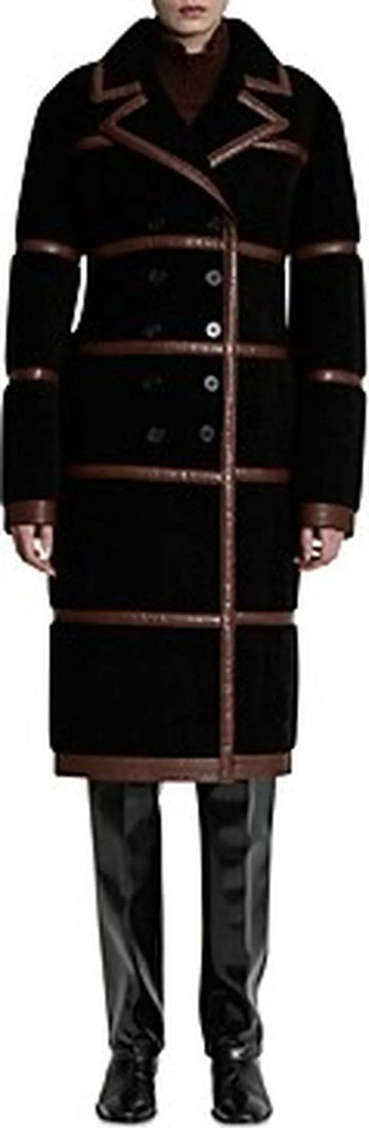 Lvir Contrast Trim Faux Shearling Coat