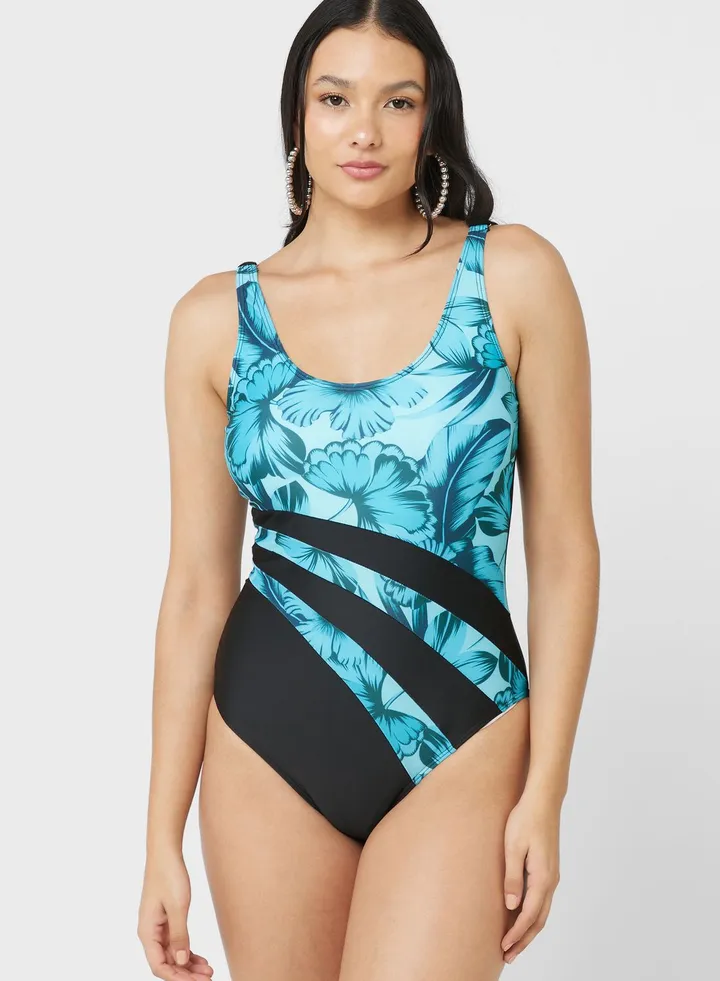 Printed Athletic Swimsuit