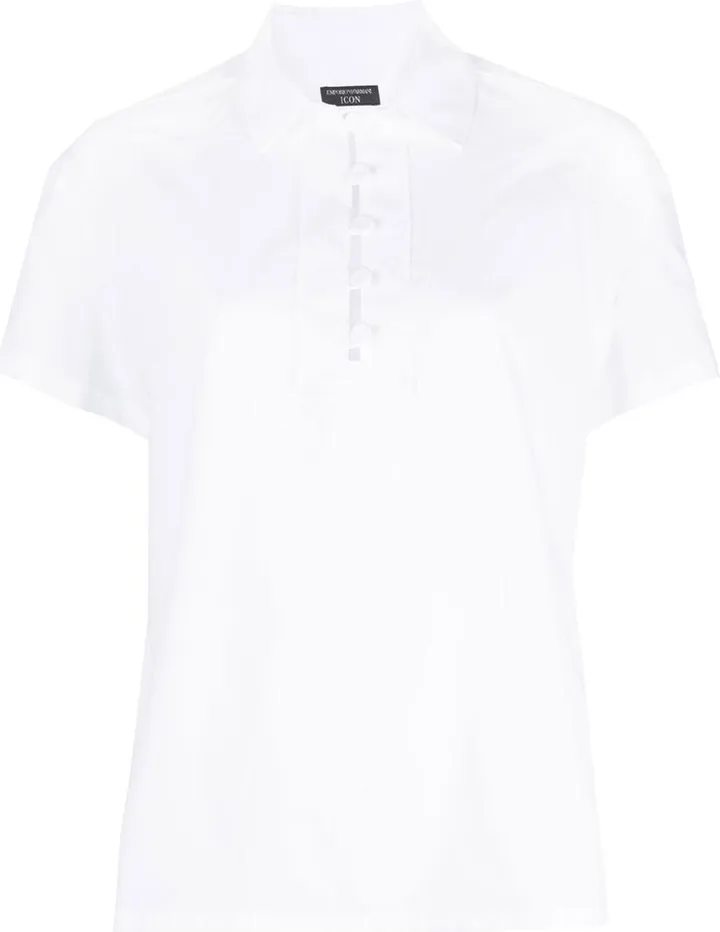 Button-Front Short-Sleeved Polo Shirt