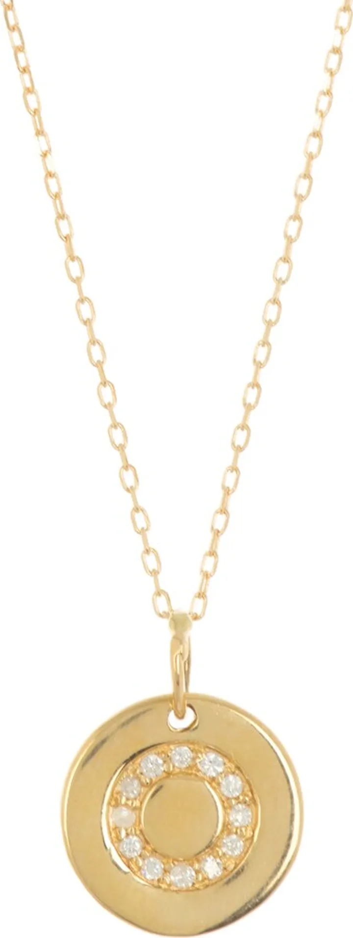 18K Gold Diamond Circle Medallion Pendant Necklace - 0.04ct.