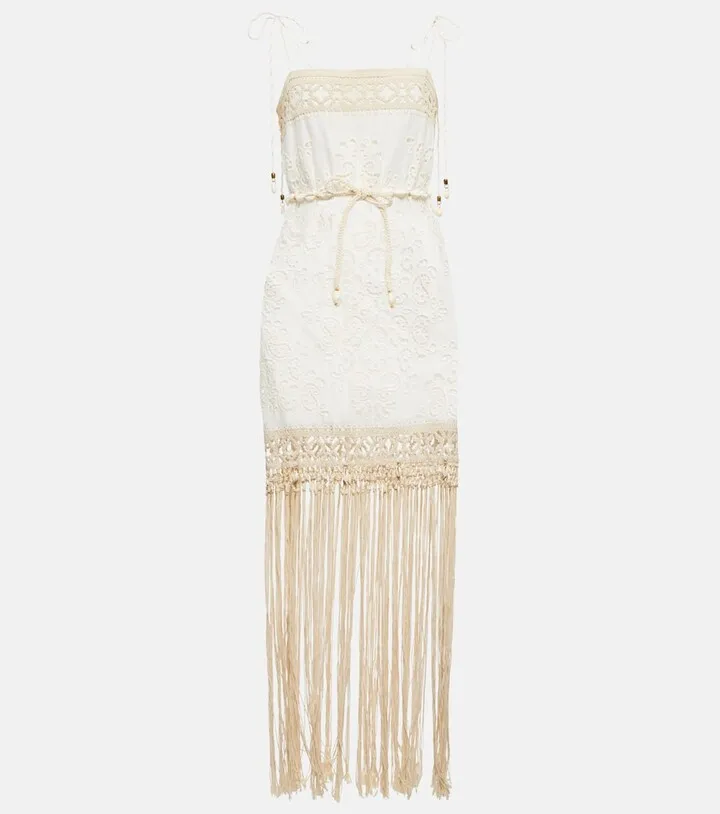 Vitali fringed cotton minidress