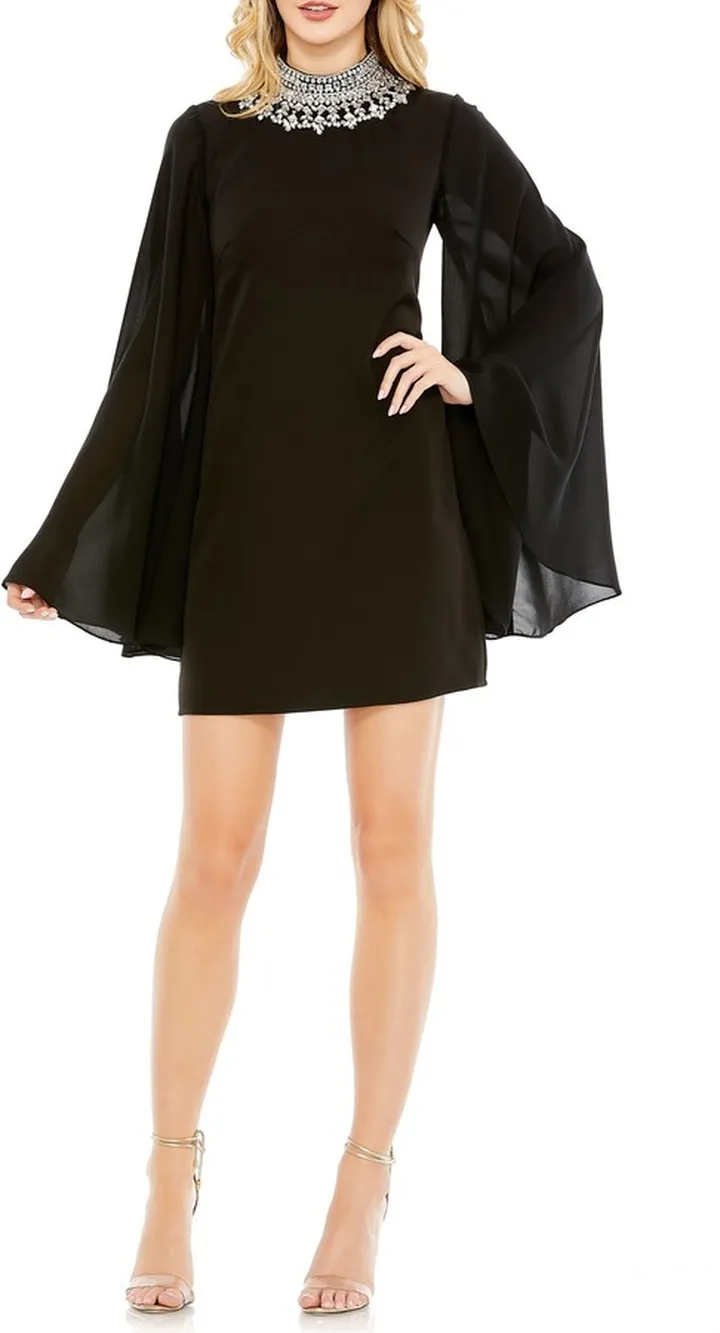 Rhinestone Collar Long Sleeve Minidress