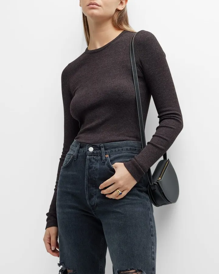 Alma Long-Sleeve Ribbed-Knit Tee