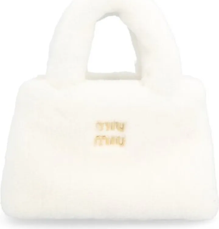 Miu Miu Logo Plaque Fur Tote Bag