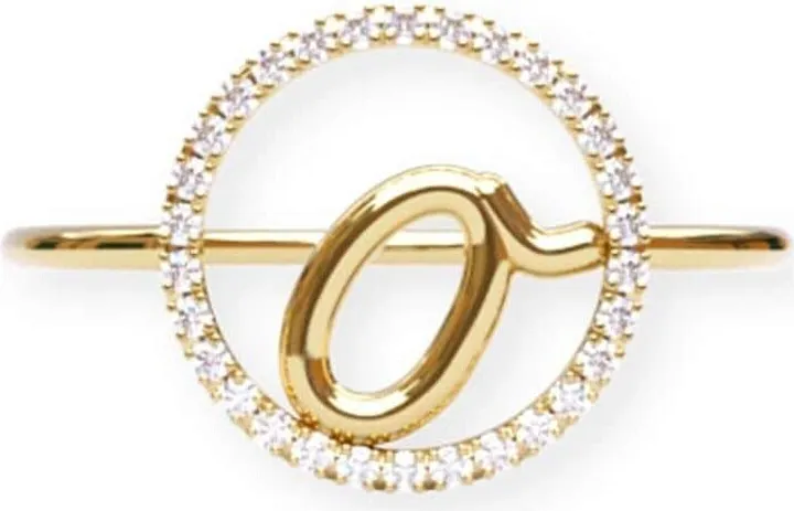 18kt yellow gold initial O diamond circle ring
