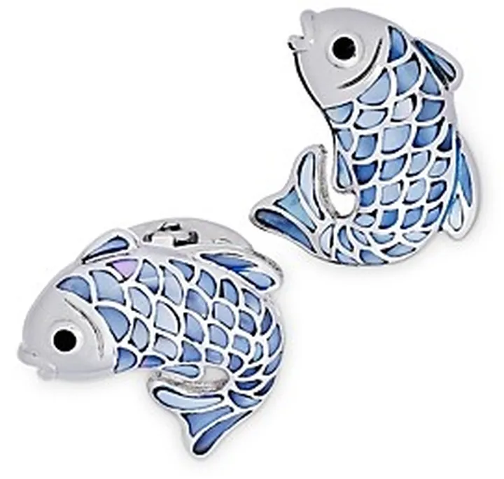 Jan Leslie Sterling Silver & Mother-of-Pearl Koi Fish Cufflinks