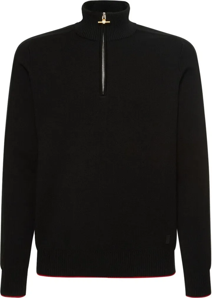 Wool knit zip sweater