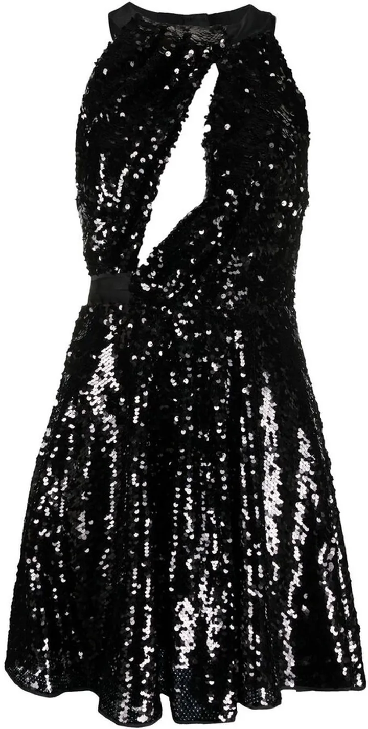 Sequin-Embellished Flared Dress